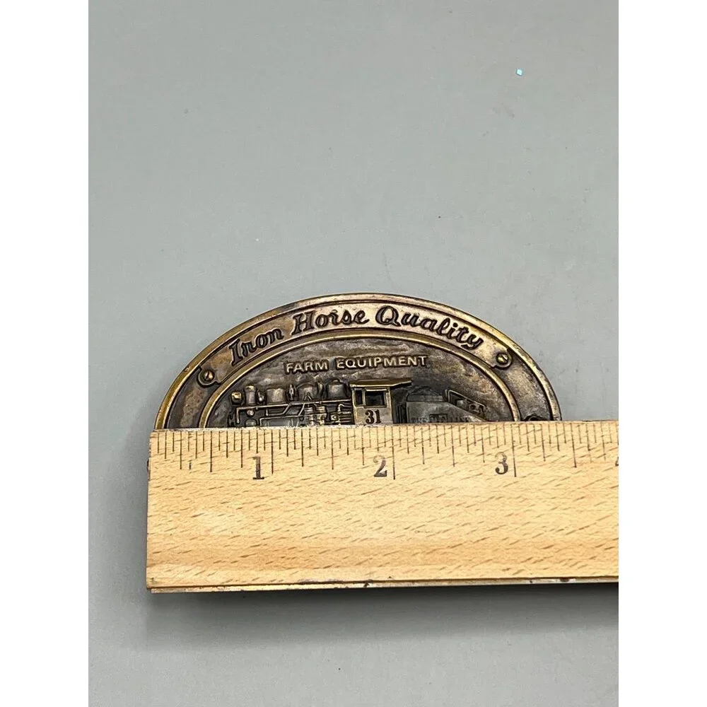 Vtg Belt Buckle Mathews Co. Iron Horse Steam Train 31 Quality Limited Edition